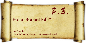 Pete Bereniké névjegykártya